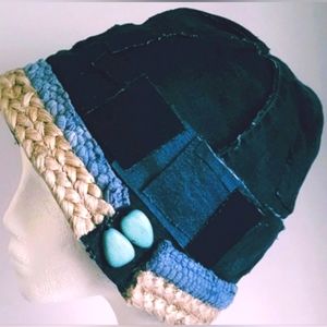 Odd denim hat,mixmedia